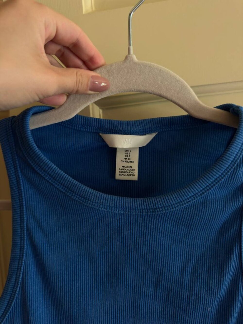 H&M Blue Ribbed Racerback Crop Tank Top - Picture 2 of 3